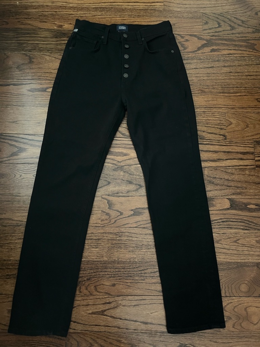 Citizens Of Humanity Black High-rise Stovepipe Exposed Fly Jeans